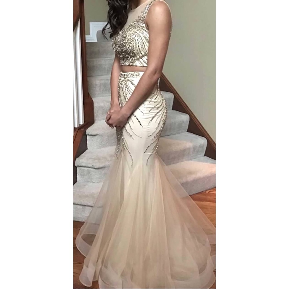 Jovani Nude Sequin Dress